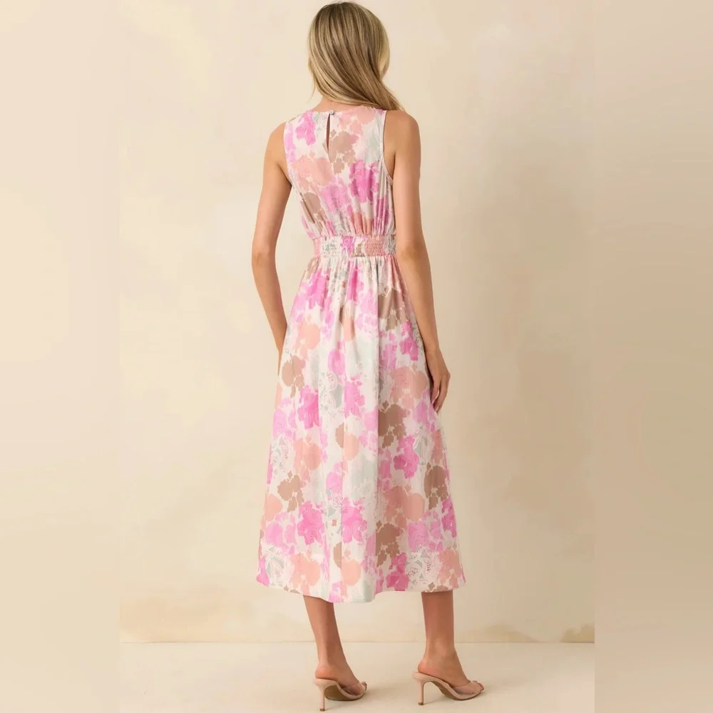 Buy 2 - Get 1 FREE - 
SOFT SPOT FOR YOU PINK ABSTRACT FLORAL PRINT MAXI DRESS - Picture 5 of 5